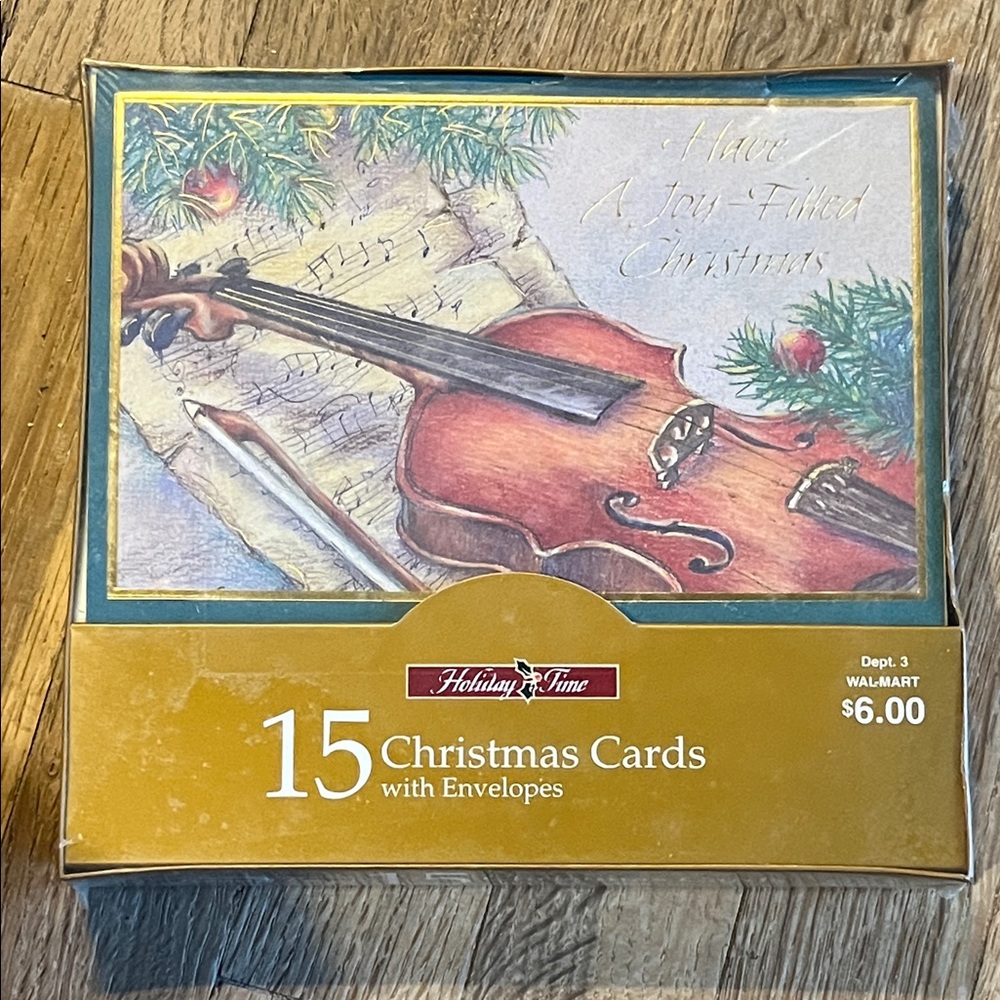 Holiday Time Violin Christmas Cards with Envelopes